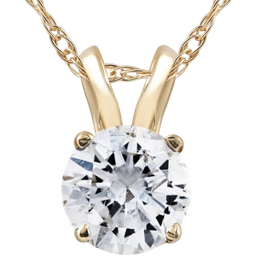 1 1/2Ct Certified Diamond Solitaire Pendant in Yellow Gold Necklace Lab Grown