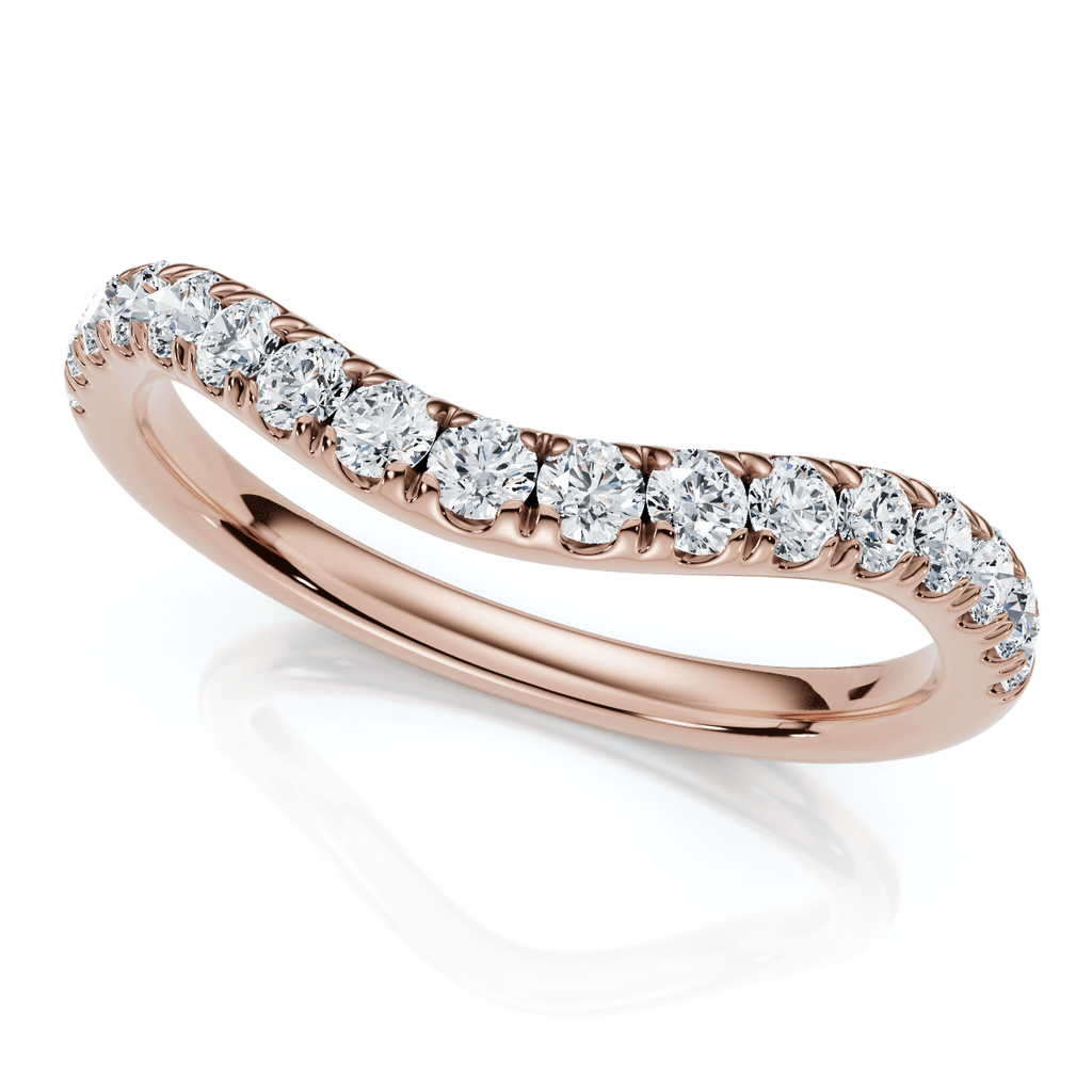 Curved Diamond Wedding Ring Enhanced 1/3Ct 14k Gold or Platinum Lab Grown