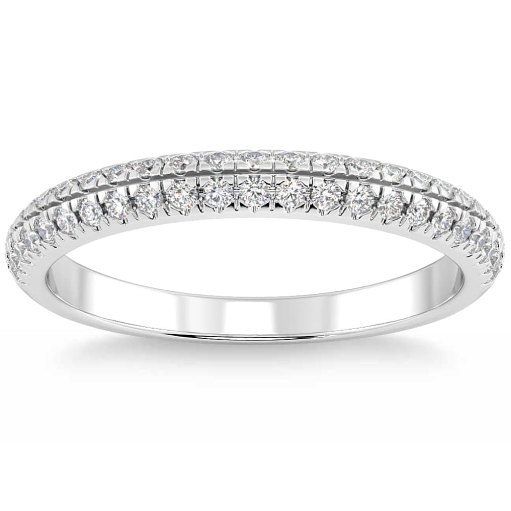 1/2Ct Pave Diamond Wedding Ring 14k Gold Stackable Band Lab Grown