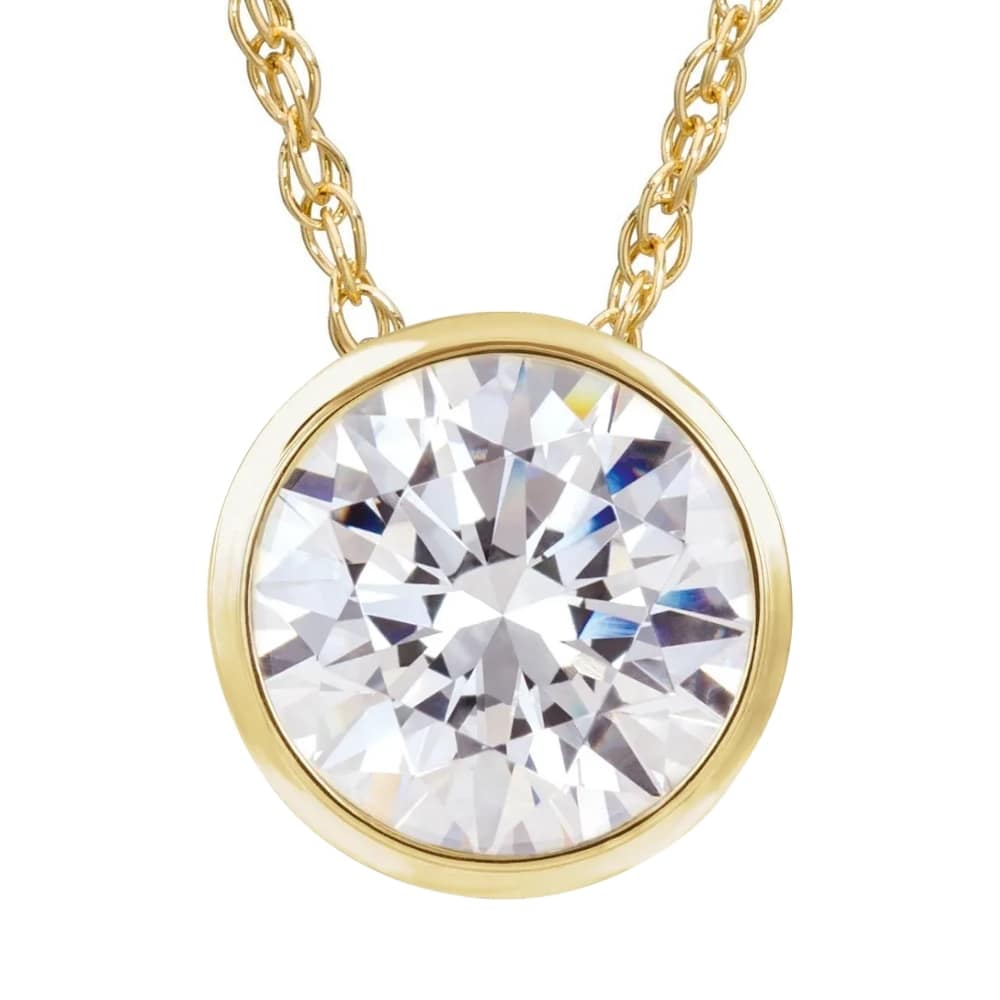 1 Ct Solitaire Lab Grown Diamond Pendant Necklace in 14k White or Yellow Gold