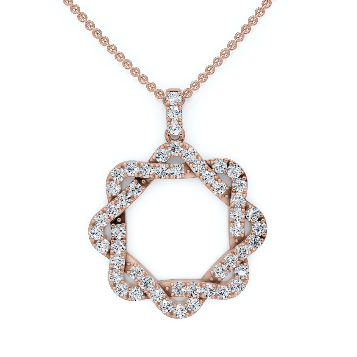 1Ct Intertwined Circle Diamond Pendant Women's Gold Necklace Lab Grown