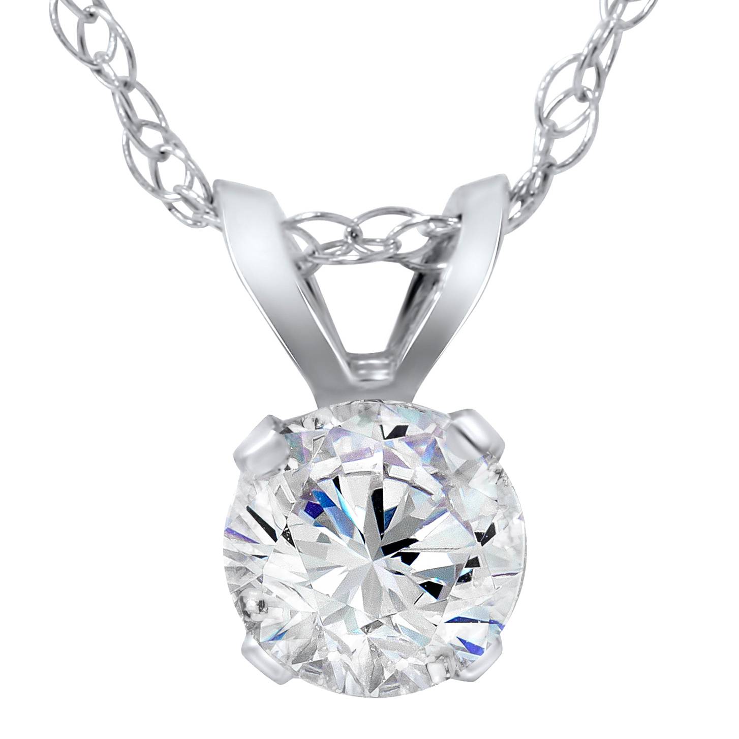 5/8ct Round Diamond Solitaire Pendant 14K White Gold