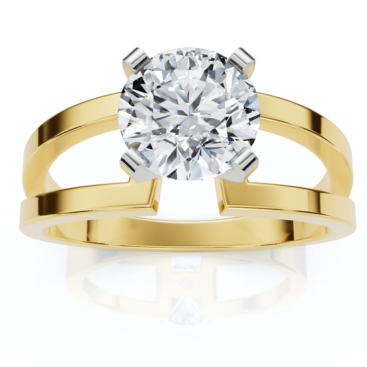 Certified 2ct Round Solitaire Lab Grown Diamond Engagement Ring 14K Yellow Gold Size Selectable