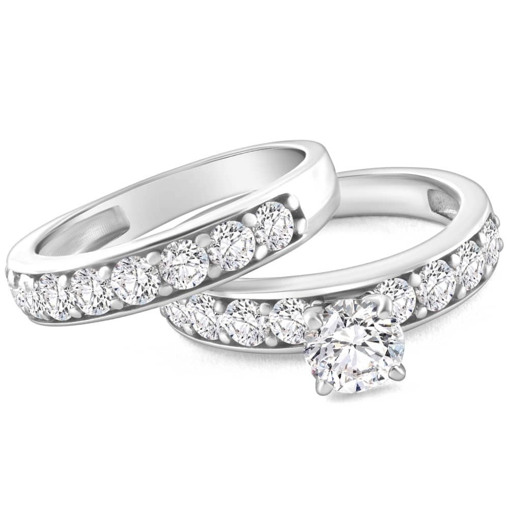 3Ct TW Diamond Engagement & Wedding Ring Set 14k White or Yellow Gold